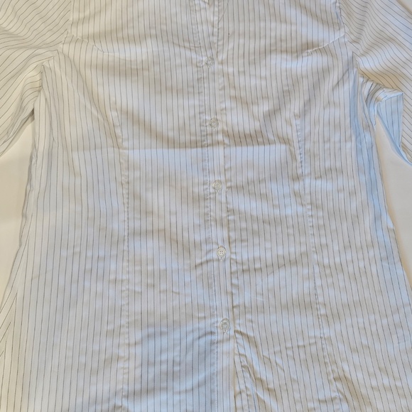 Rosa York Professional Attire White Pinstripe Button Down Top - Picture 6 of 8